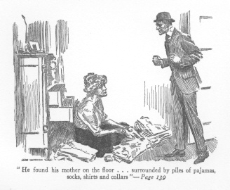 'He found his mother on the floor ... surrounded by
piles of pajamas, socks, shirts and collars'