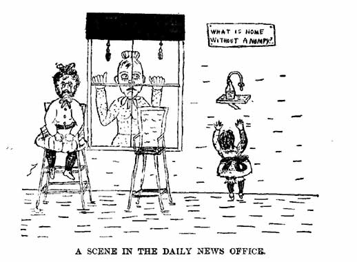 A
SCENE IN THE DAILY NEWS OFFICE.
