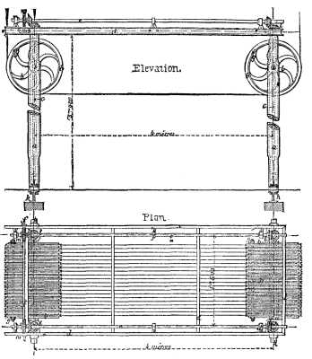  FIG. 4.&mdash;APPARATUS FOR SAWING STONE INTO SLABS.
