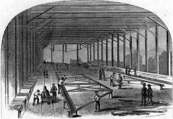 "ASSEMBLING" BRIDGE UNDER SHED.&mdash;p. 22.