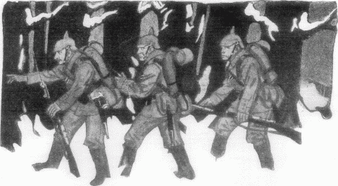 THE GERMAN THEATRE IN THE FIELD&mdash;Major Walter Kirchoff (of the Royal Opera House). Lieutenant Hall Wegener (of the German Theatre). Dispatch Rider, Carl Clewing (of the Royal Playhouse).