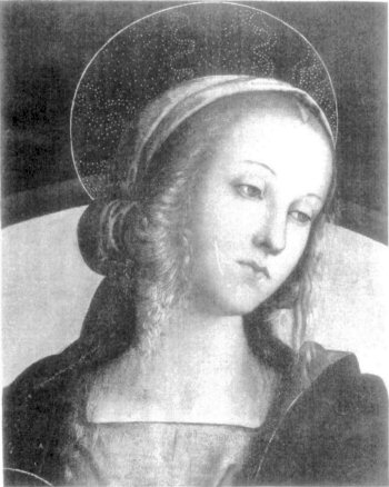 PERUGINO. UFFIZI GALLERY FLORENCE.

HEAD OF MADONNA. FROM MADONNA AND SAINTS.