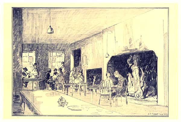 THE DUTCH OVEN. One of the favorite eating places of the
Village. Some of the famous breakfasts are given here.