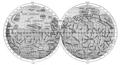 CHART OF MARS. After Schiaparelli.