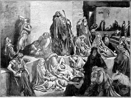 THE JEWS MOURNING OVER
THE RUINS OF JERUSALEM

"I went out by night,... and viewed
the walls of Jerusalem, which were
broken down." Neh. 2:13.