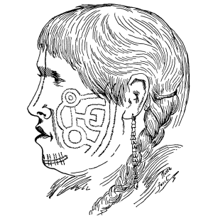 Style of personal ornamentation adopted by the women of
Saint Lawrence island.
