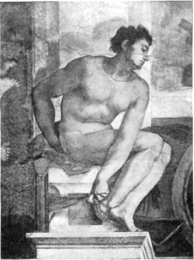FIG. 40.&mdash;MICHAEL ANGELO. ATHLETE. SISTINE, ROME.