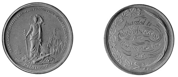 Silver medal awarded to Mr. Hussey for the Reaper at
Baltimore in 1845