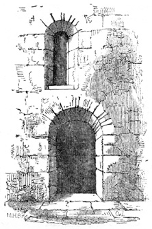 Anglo Saxon Doorway and Window, interior of the tower of
Brigstock Church, north side.