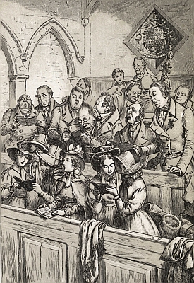 "The orchestra was in a small gallery, and presented a most whimsical grouping of heads."&mdash;page 97.