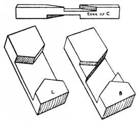 Fig. 46.&mdash;Detail of Halved
Joints in Fig. 45.