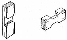Figs. 49 and 50.&mdash;Separate pieces of
Halved Moulded Joint.