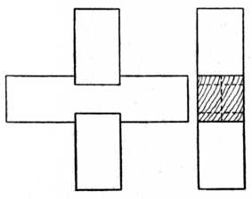 Fig. 55.&mdash;Cross Halving Joint
    with Housed Corners.
