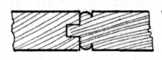 Fig. 97.&mdash;Tongued
    and Grooved
    Matchboarding,
    with Bead at
    Each Side.
