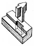 Fig. 165.&mdash;Tenoning
    Moulded Sash Bar.