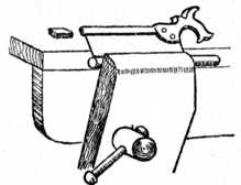 Fig. 193.&mdash;Sawing Groove
    in Dowel.