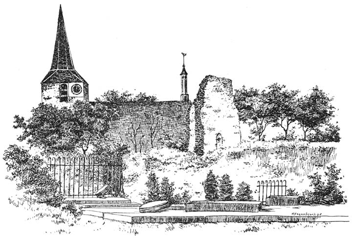 Kerkhof en ru&iuml;ne te Hillegersberg.