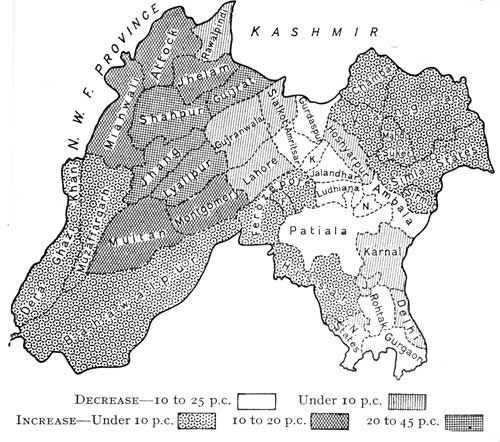 Fig. 28. Map showing increase and decrease of
population.