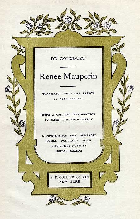 
DE GONCOURT Ren&eacute;e Mauperin
