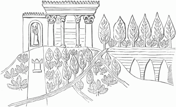 68.&mdash;TEMPLE AND HANGING GARDENS AT KOYUNJIK. (British
Museum.)