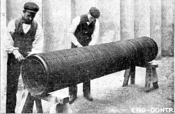 Fig. 271.&mdash;Applying External Reinforcement to Bordenave
Pipe.