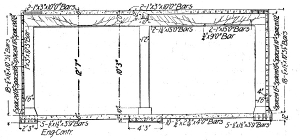 Fig. 275.&mdash;Transverse Section of 75,000-Gallon
Reservoir.