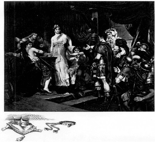 Queen Thusnelda, wife of Arminius, taken prisoner by the
soldiers of the Roman general Germanicus
