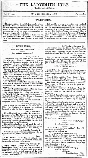 FACSIMILE OF PAGE OF NEWSPAPER PUBLISHED IN LADYSMITH
DURING THE SIEGE.