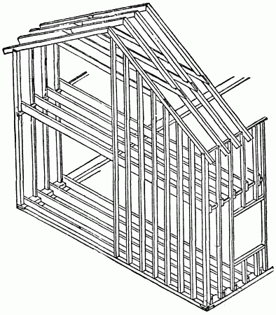 Fig. 107.&mdash;Isometrical Perspective View of the Balloon Frame.