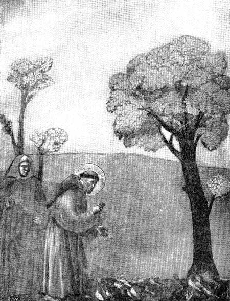 Fig. 38. St. Francis Preaching to the Birds. Giotto. Upper Church,
Assisi, Italy
