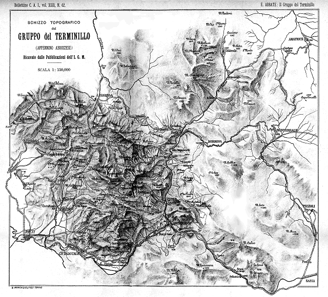 Il Gruppo del Terminillo. Schizzo topografico ricavato dalle
pubblicazioni dell&rsquo;Istituto Geografico Militare