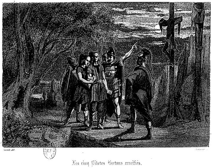 Les cinq Pilotes Bretons crucifi�s.