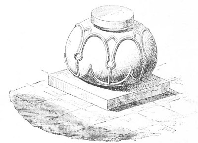 Fig. 82.&mdash;Ornamented base, in limestone.