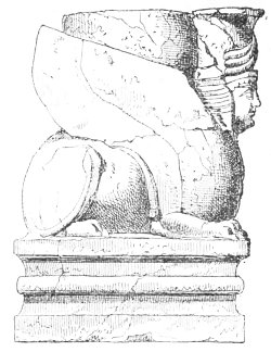 Fig. 85.&mdash;Winged Sphinx carrying the base of a column; from
Layard.