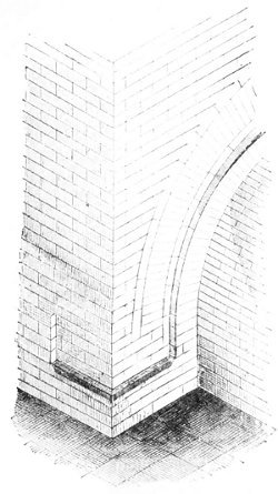Fig. 91.&mdash;Return round the angle of an archivolt in one of
the gates of Dour-Saryoukin; compiled from Place.
