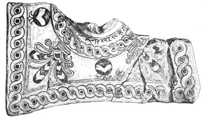 Fig. 127.&mdash;Fragment of a glazed brick. Width 14 inches.
British Museum.