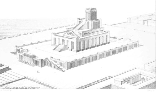 PLATE II. RECTANGULAR CHALD&AElig;AN TEMPLE
Restored by Ch. Chipiez.