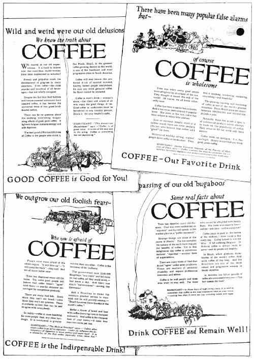 COPY THAT STRESSED THE HEALTHFULNESS OF COFFEE, 1919&ndash;1920