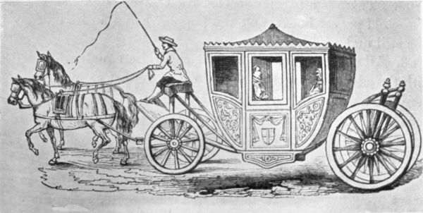 [From an old print.

A STATE COACH OF THE PERIOD (17TH CENTURY) WHEN KING CHARLES I. SOJOURNED
AT SMALL STREET, BRISTOL, ON THE SITE OF THE PRESENT POST OFFICE.