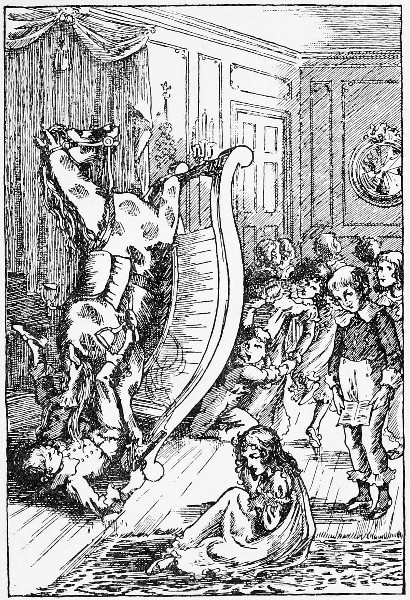 Off it went, knocked him backwards, and shivered a
beautiful mirror.&mdash;Page 5.