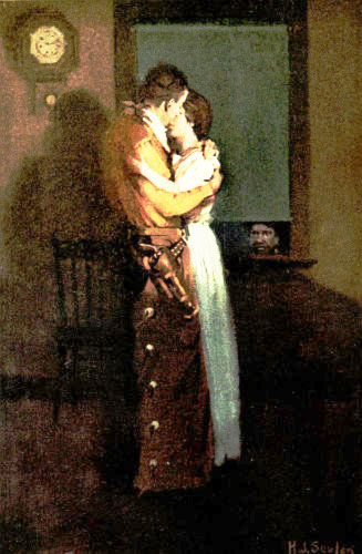 He took her in his powerful arms and drew her to his
breast