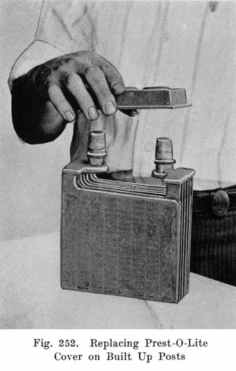 Fig. 252 Replacing Prest-O-Lite cover
on built-up posts
