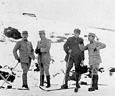 ON SKIS IN THE VOSGES MOUNTAINS JUST BEFORE THE FRENCH ATTACK,
FEBRUARY AND MARCH, 1915