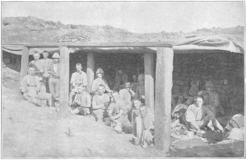 &ldquo;Tommies&rdquo; seeking shelter from &ldquo;Long Tom&rdquo;
at Ladysmith