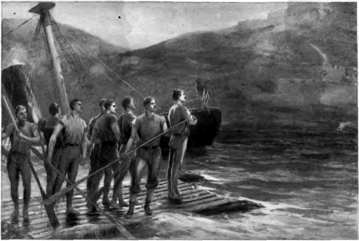 HOBSON AND HIS MEN ON THE RAFT. HOBSON AND HIS MEN ON THE RAFT.