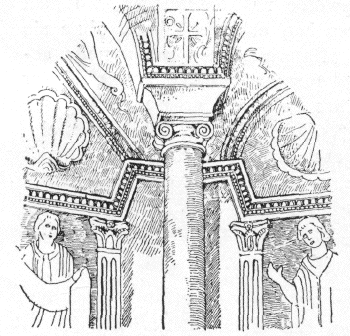 Bild 29. Aus S. Giovani in Fonte zu Ravenna, unvollständige Darstellung nach Haupt. Bild 29. Aus S. Giovani in Fonte zu Ravenna, unvollständige Darstellung nach Haupt.