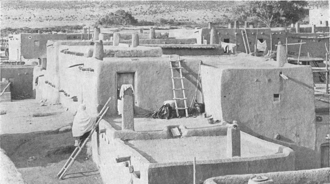 Climbing home over your neighbor's roof and bolting your
door by pulling up the ladder is customary in Taos