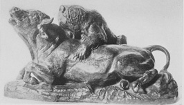 From the collection of the late Cyrus J. Lawrence, Esq.

Bull thrown to Earth by a Bear

("TAUREAU TERRASS� PAR UN OURS")

From a bronze by Barye