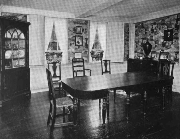 Plate LXXXVIII.&mdash;Dining Room, Quincy Mansion, showing the old Chinese Wallpaper.