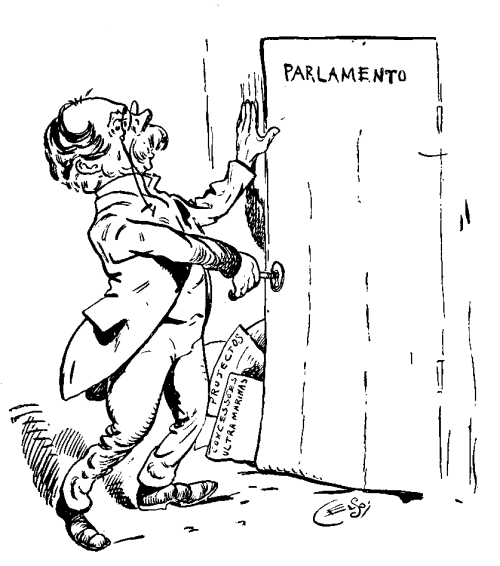 Jos&eacute; Luciano encerra o Parlamento.&mdash;Caricatura inedita de Celso Herminio.